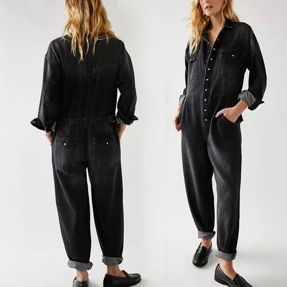 Free People - We the Free The Townes Coverall Denim Jumpsuit - Picture 1 of 10